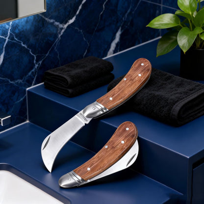 Precision Blade Folding Knife for Grafting & Pruning - 7.28” Total, Contoured Wood Handle, Perfect Control for Gardening, Crafting & Detail Work