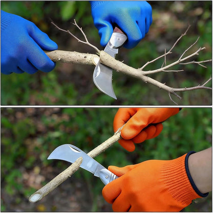 Precision Blade Folding Knife for Grafting & Pruning - 7.28” Total, Contoured Wood Handle, Perfect Control for Gardening, Crafting & Detail Work