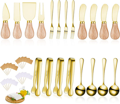 20 Pieces Charcuterie Board Accessories Spreader Knife Set, Gold