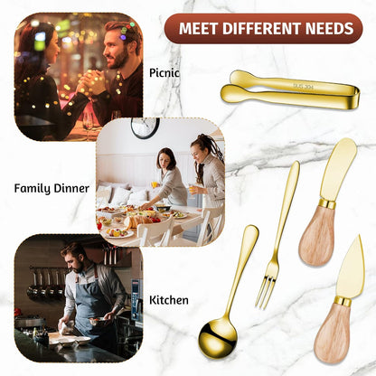 20 Pieces Charcuterie Board Accessories Spreader Knife Set, Gold