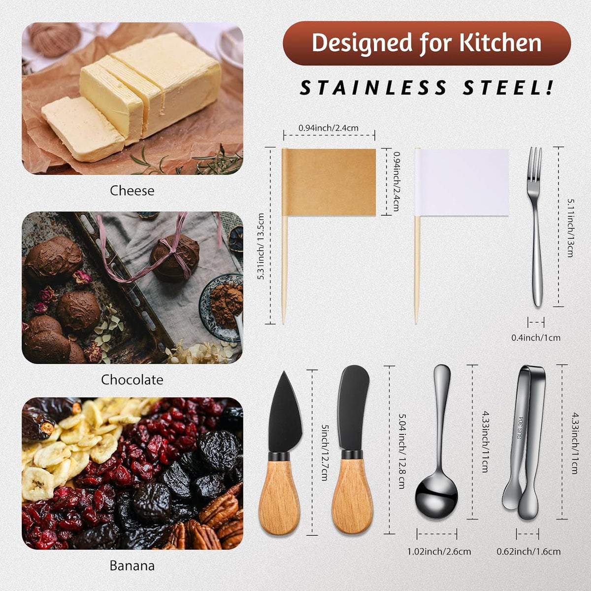 20 Pieces Charcuterie Board Accessories Spreader Knife Set, Gold