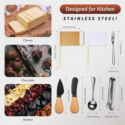 20 Pieces Charcuterie Board Accessories Spreader Knife Set, Gold