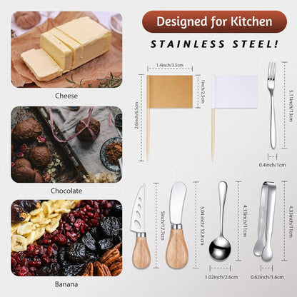 20 Pieces Charcuterie Board Accessories Spreader Knife Set, Gold