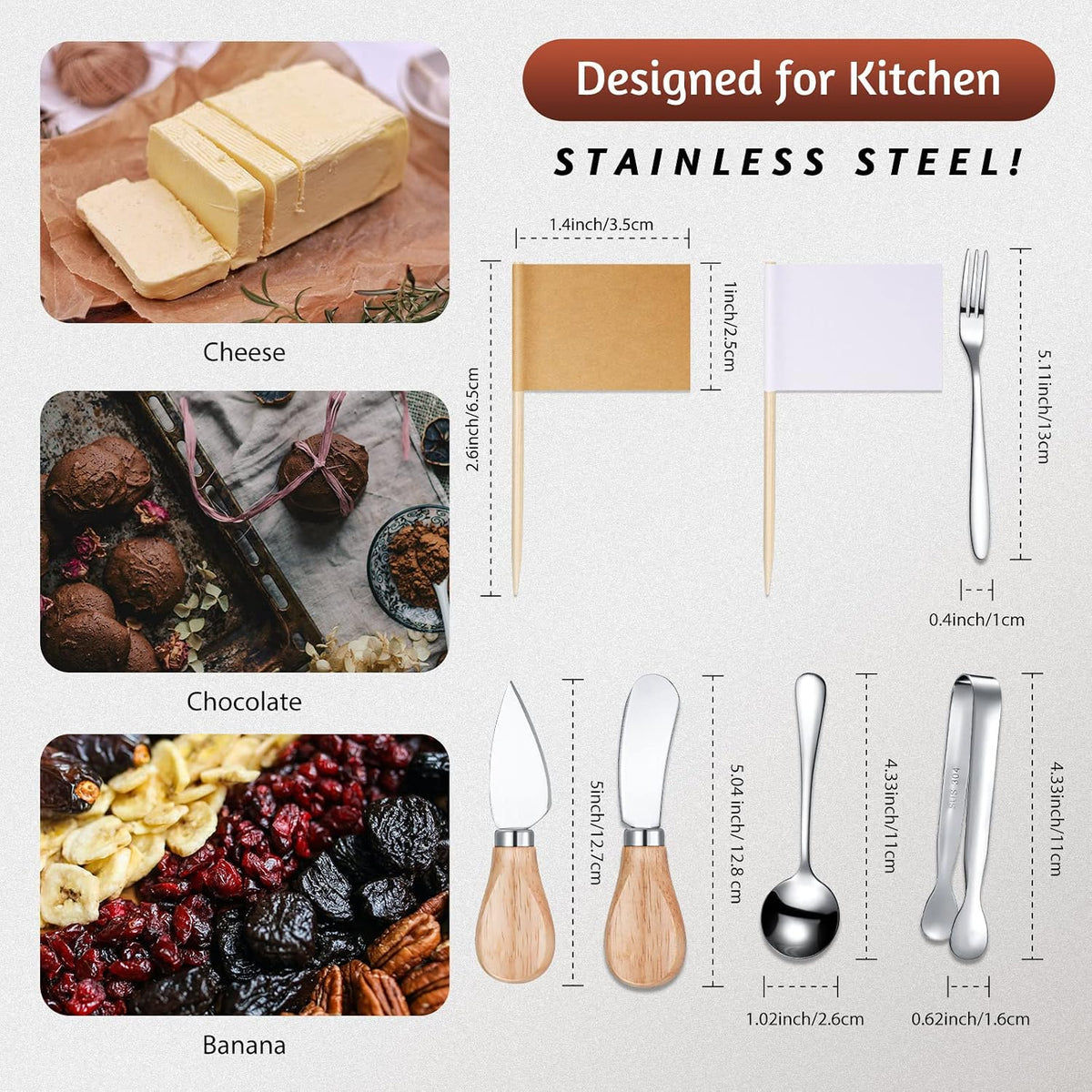 20 Pieces Charcuterie Board Accessories Spreader Knife Set, Gold