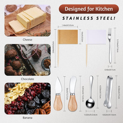 20 Pieces Charcuterie Board Accessories Spreader Knife Set, Gold