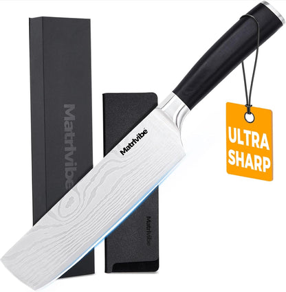 7 inch Nakiri Knife with Premium Gift Box and Sheath | Ultra Sharp Blade,High Carbon Stainless Steel,Economic Handle,Multipurpose Asian Chef Knife for Home and Kitchen