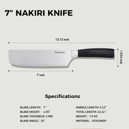 7 inch Nakiri Knife with Premium Gift Box and Sheath | Ultra Sharp Blade,High Carbon Stainless Steel,Economic Handle,Multipurpose Asian Chef Knife for Home and Kitchen