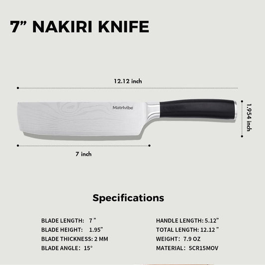 7 inch Nakiri Knife with Premium Gift Box and Sheath | Ultra Sharp Blade,High Carbon Stainless Steel,Economic Handle,Multipurpose Asian Chef Knife for Home and Kitchen