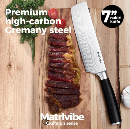 7 inch Nakiri Knife with Premium Gift Box and Sheath | Ultra Sharp Blade,High Carbon Stainless Steel,Economic Handle,Multipurpose Asian Chef Knife for Home and Kitchen