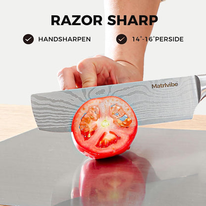7 inch Nakiri Knife with Premium Gift Box and Sheath | Ultra Sharp Blade,High Carbon Stainless Steel,Economic Handle,Multipurpose Asian Chef Knife for Home and Kitchen