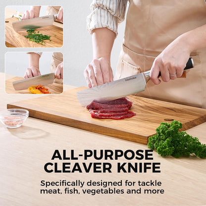 7 inch Nakiri Knife with Premium Gift Box and Sheath | Ultra Sharp Blade,High Carbon Stainless Steel,Economic Handle,Multipurpose Asian Chef Knife for Home and Kitchen