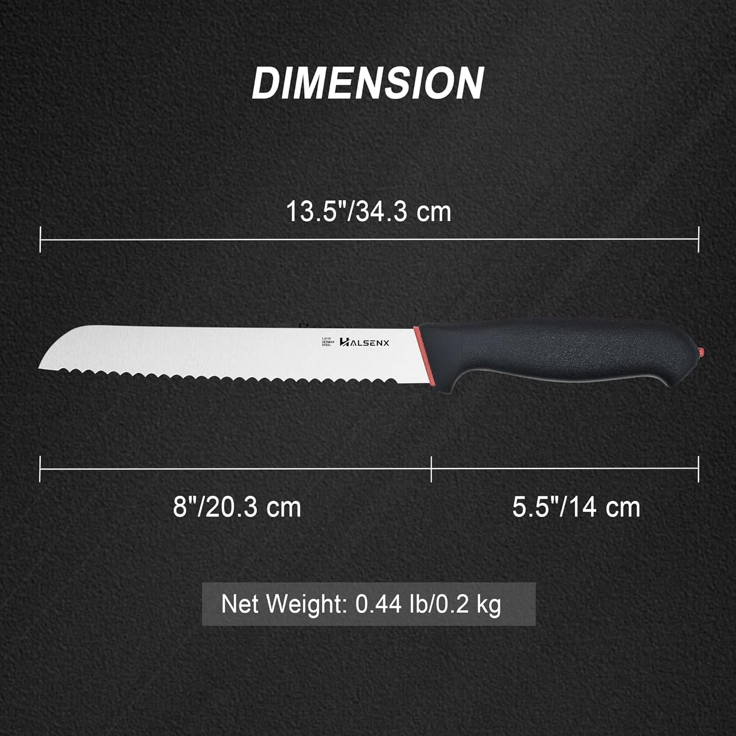 8 Inch Serrated Bread Knife with SoftGrip Handle & Finger Guard | Ultra sharp serrated blade, SoftGrip reduces fatigue, Finger guard for safe cutting, Ideal for sourdough,cake & tomatoes.