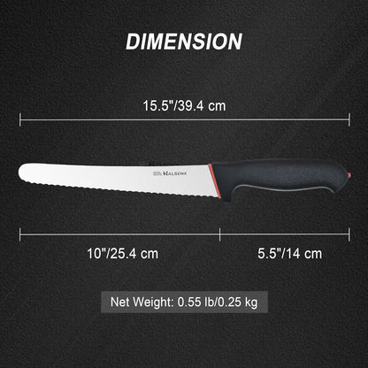 8 Inch Serrated Bread Knife with SoftGrip Handle & Finger Guard | Ultra sharp serrated blade, SoftGrip reduces fatigue, Finger guard for safe cutting, Ideal for sourdough,cake & tomatoes.