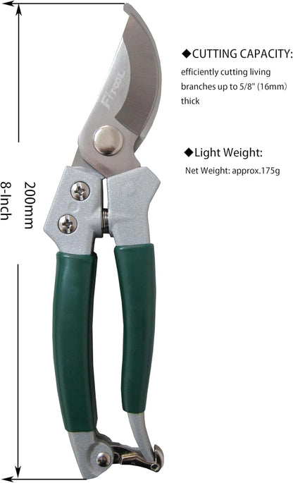 Floral Pruning Shears, Aluminium Handle With Stainless Steel Needle Nose Blade, for Arranging Flowers, Trimming Plants and Harvesting Herbs, Fruits or Vegetables, Florist Scissors 8-Inch (Straight)