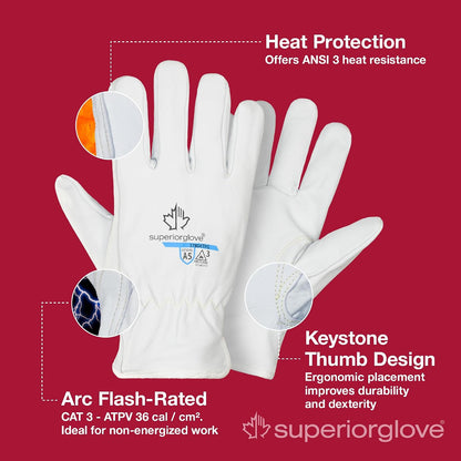 Endura Goatskin Leather Work Gloves Arc Flash Cut Resistant Safety Hand Protection