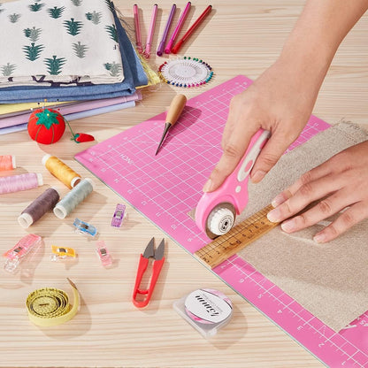 18"x12" Thickened Self Healing Cutting Mat, A3 Rotary Cutting Sewing Mat for Crafts, Double Sided 5-Ply Table Cutting Board for Fabric Quilting Art Hobby Project, Pink/Purple