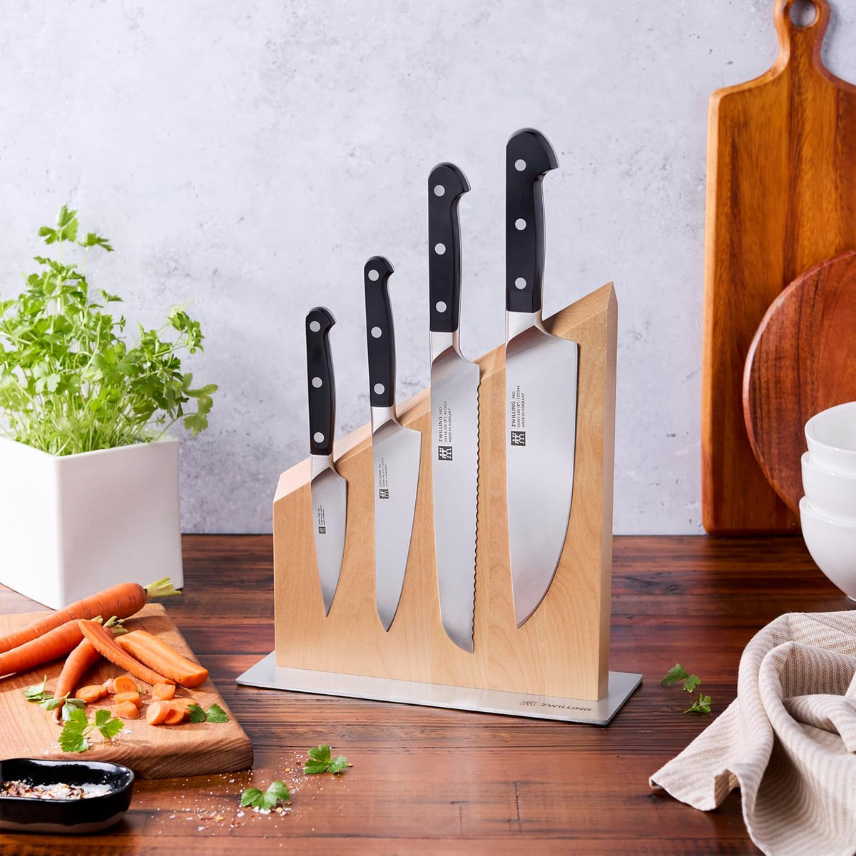 Pro RCF 5-pc Magnetic Knife Block Set - Natural