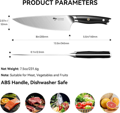 8-Inch Chef Knife, Full Tang German High-Carbon Stainless Steel