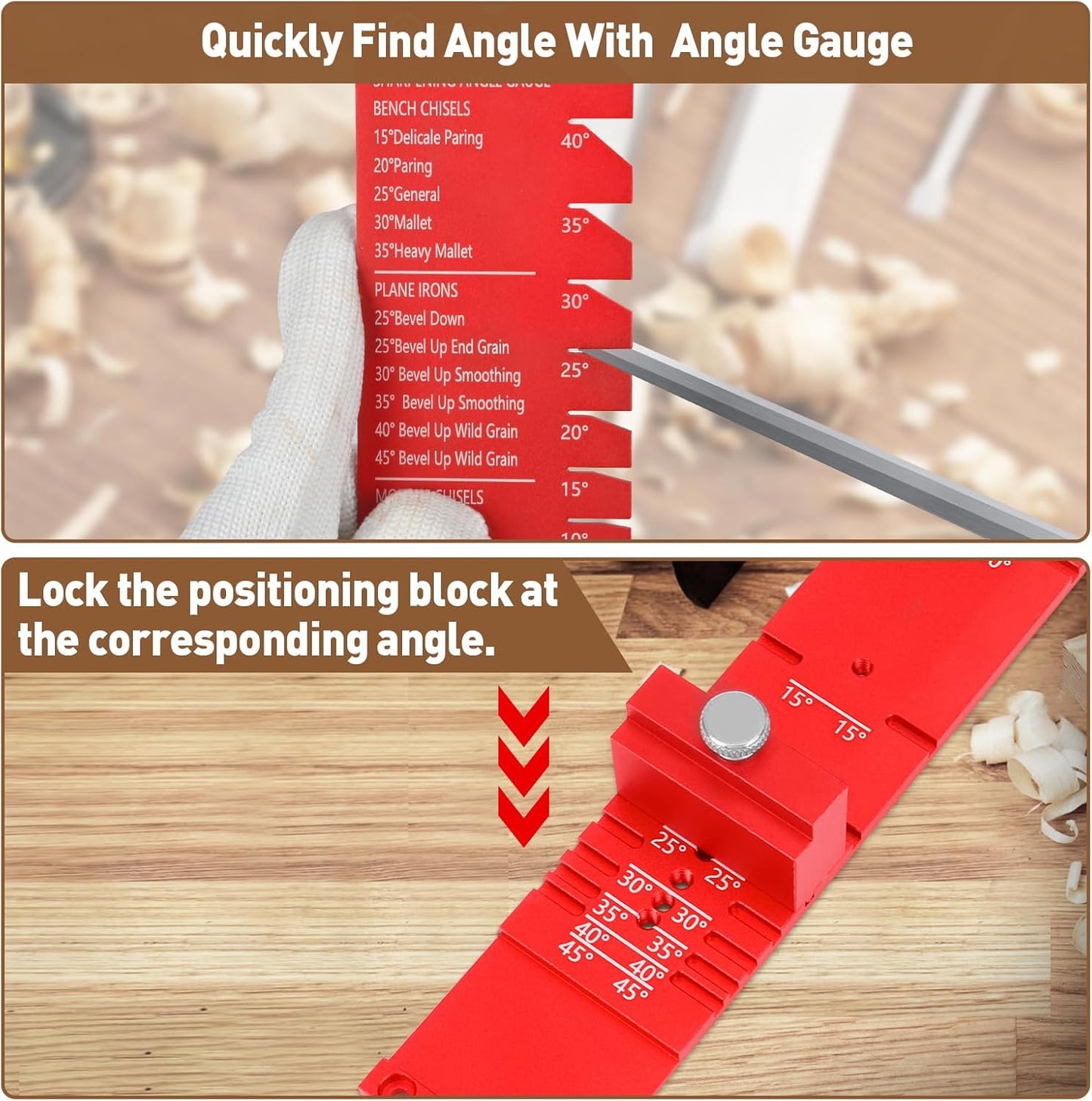 Chisel Sharpening Jig, Wood Honing Guide for Chisels and Planes Width 0.1" to 2.8" with Sharpening Angle Fixture, Angle Gauge from 10° to 45°(With 1 Sharpening Stone)