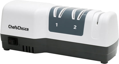 Hybrid Knife Sharpeners for 20-Degree Straight and Serrated Knives Combines Electric and Manual Sharpening With 100-Percent Diamond Abrasives And Precision Angle Guides, 3-Stage, White