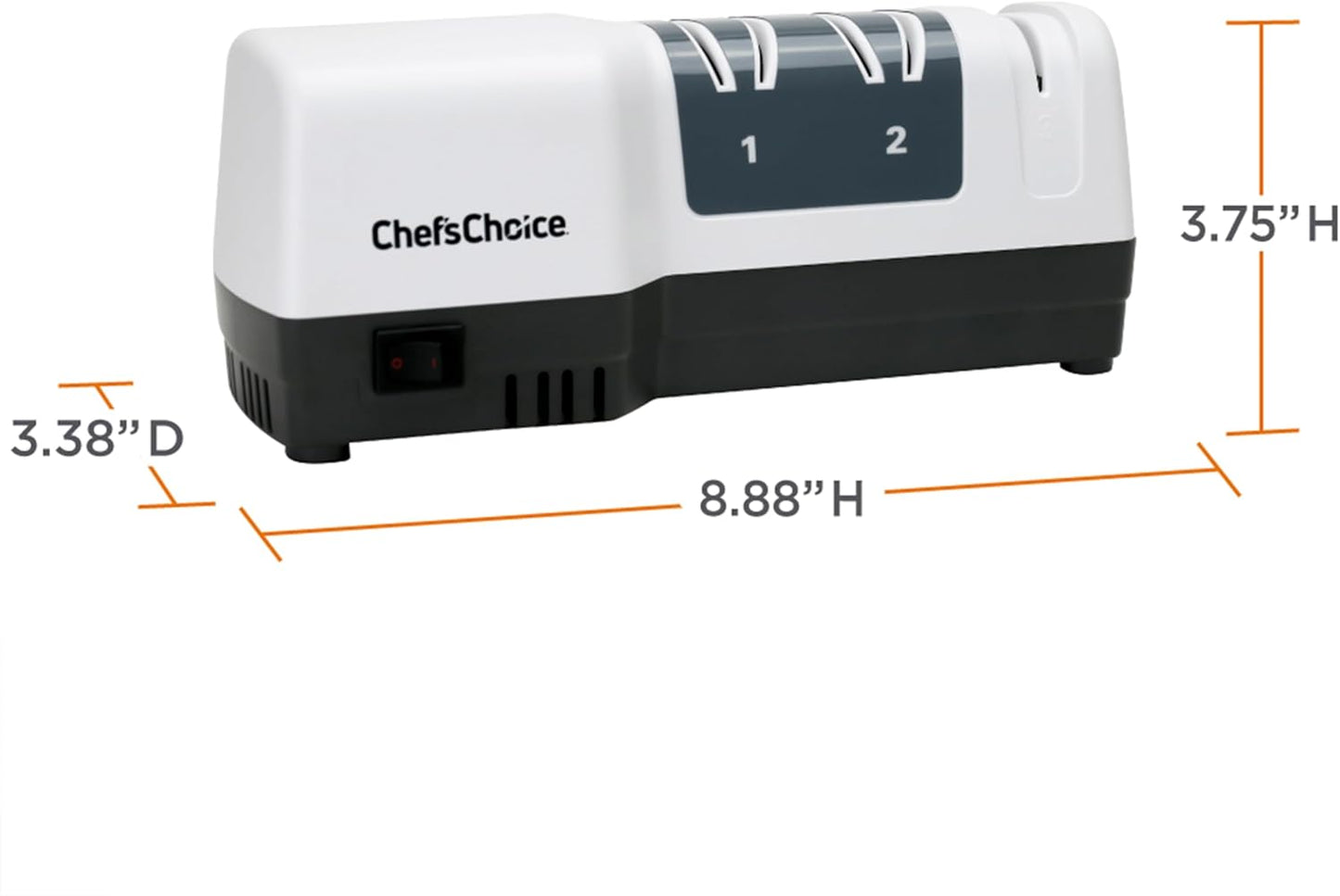 Hybrid Knife Sharpeners for 20-Degree Straight and Serrated Knives Combines Electric and Manual Sharpening With 100-Percent Diamond Abrasives And Precision Angle Guides, 3-Stage, White