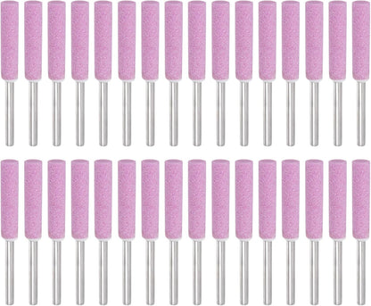32 Pcs Diamond Chainsaw Sharpener 7/32 Inch High Hardness Sharpening Stone Polishing Chainsaw Sharpening Kit Grinding File Tool for Chain Saw Stone Jewelry Wood, Pink(5mm)