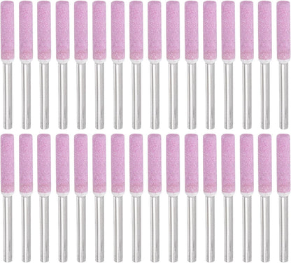 32 Pcs Diamond Chainsaw Sharpener 7/32 Inch High Hardness Sharpening Stone Polishing Chainsaw Sharpening Kit Grinding File Tool for Chain Saw Stone Jewelry Wood, Pink(5mm)