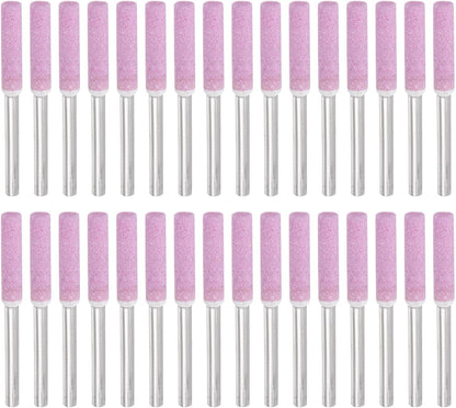 32 Pcs Diamond Chainsaw Sharpener 7/32 Inch High Hardness Sharpening Stone Polishing Chainsaw Sharpening Kit Grinding File Tool for Chain Saw Stone Jewelry Wood, Pink(5mm)