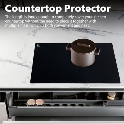 Thick Silicone Counter Mat Large 23.4"by15.6", Heat Resistant Mat for Kitchen Table/Countertop Protector/Non Stick Pastry Baking Placemats, Silicone Pad for Crafts Kids White Translucent