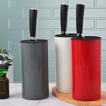 Universal Knife Block – Knife Holder for Kitchen Countertop, Slotless Metal Kitchen Knife Organizer, Space Saving Vertical Knife Storage (white)