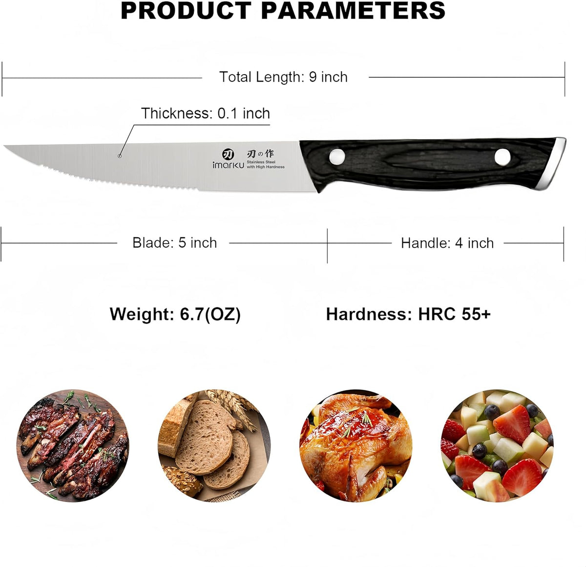 Japanese Steak Knives, Steak Knives Set of 8,Stainless Steel Serrated Steak Knife,Steak Knife with Pakkawood Ergonomic Handle,Gift for Men and Women