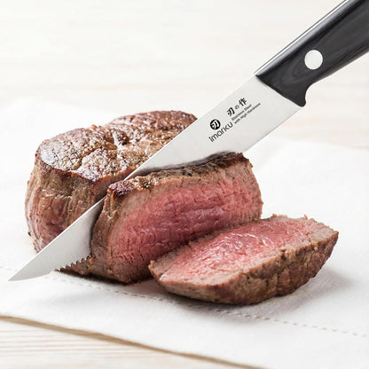Japanese Steak Knives, Steak Knives Set of 8,Stainless Steel Serrated Steak Knife,Steak Knife with Pakkawood Ergonomic Handle,Gift for Men and Women