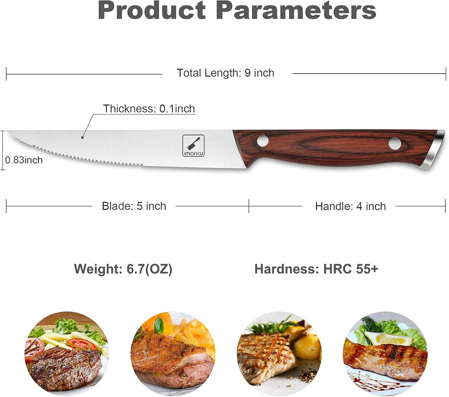 Japanese Steak Knives, Steak Knives Set of 8,Stainless Steel Serrated Steak Knife,Steak Knife with Pakkawood Ergonomic Handle,Gift for Men and Women