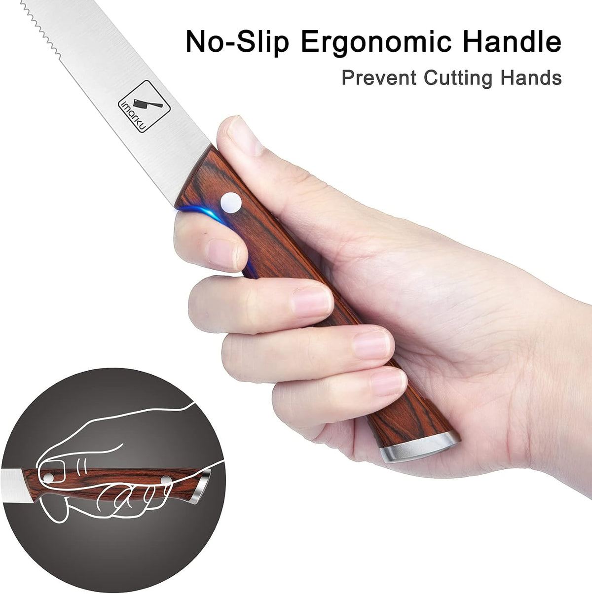 Japanese Steak Knives, Steak Knives Set of 8,Stainless Steel Serrated Steak Knife,Steak Knife with Pakkawood Ergonomic Handle,Gift for Men and Women