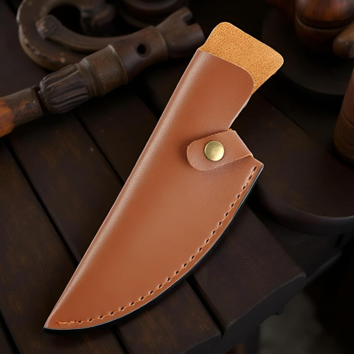 Viking Style Hand Forged Butcher Knife 7" – Curved Boning Knife with Leather Sheath & Sharpening Rod, High Carbon Steel Meat Cutting Knife for Kitchen, BBQ, Camping & Hunting