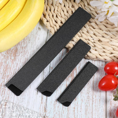 3PCS Knife Edge Guards Set, Knife Sleeves Abs Kitchen Knives Sheath, Universal Blade Covers, Chef Knives Protector Sleeve for Home Kitchen, Black