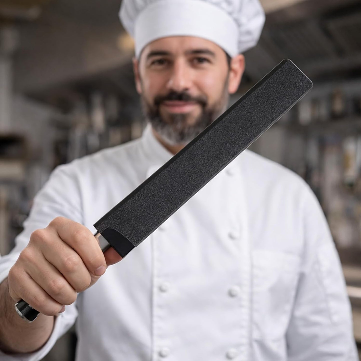 3PCS Knife Edge Guards Set, Knife Sleeves Abs Kitchen Knives Sheath, Universal Blade Covers, Chef Knives Protector Sleeve for Home Kitchen, Black