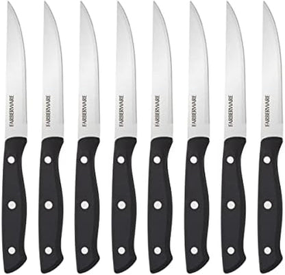 Steak Knives Set of 8 - High-Carbon Stainless Steel Blades, Triple Rivet Ergonomic Handles, Sharp Fine-Edge Steak Knife Set, 4.5 Inch Blades