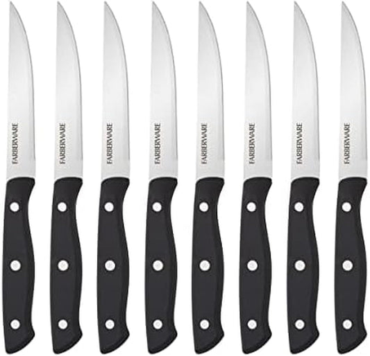 Steak Knives Set of 8 - High-Carbon Stainless Steel Blades, Triple Rivet Ergonomic Handles, Sharp Fine-Edge Steak Knife Set, 4.5 Inch Blades