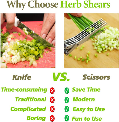 2026 Upgraded Herb Scissors, Effortless Herb Shears Cutter Tool with Sharp Stainless Steel Blades for Fresh Herbs, Must-Have Kitchen & Cooking Gadget, Green