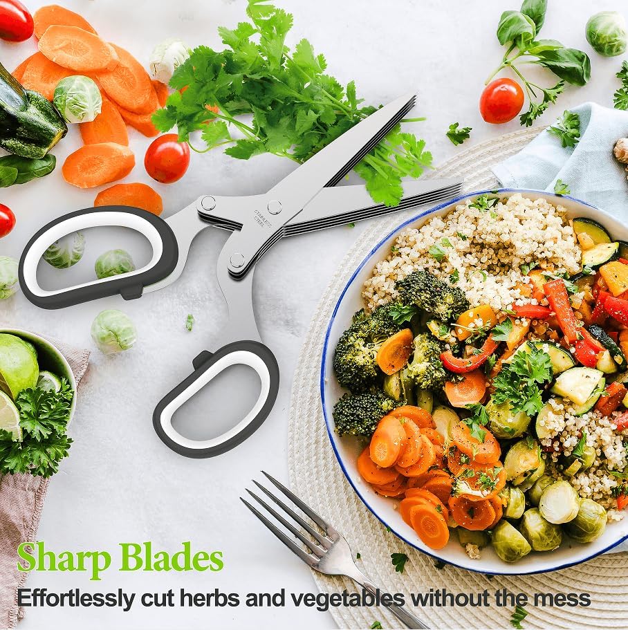 2026 Upgraded Herb Scissors, Effortless Herb Shears Cutter Tool with Sharp Stainless Steel Blades for Fresh Herbs, Must-Have Kitchen & Cooking Gadget, Green