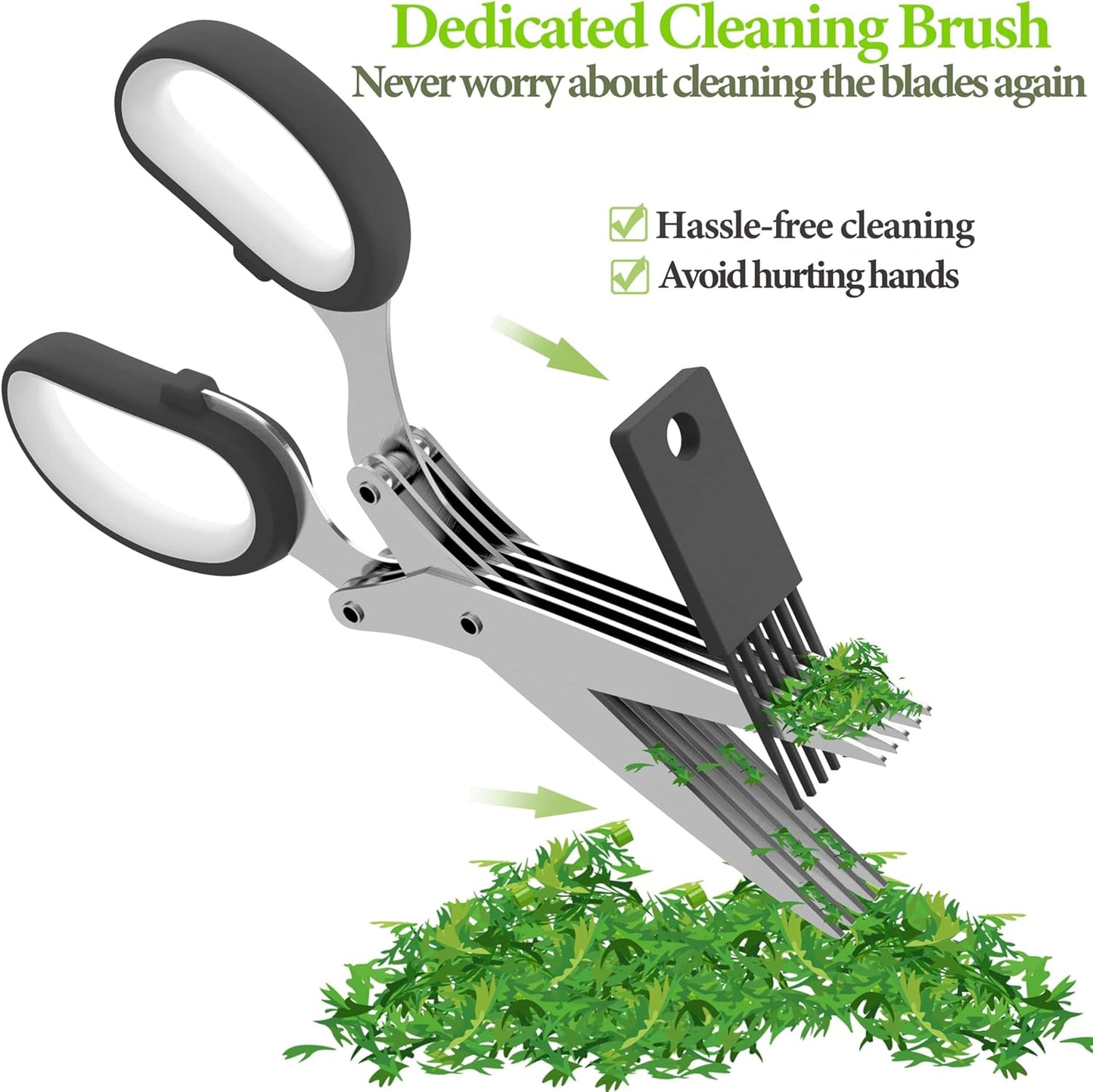 2026 Upgraded Herb Scissors, Effortless Herb Shears Cutter Tool with Sharp Stainless Steel Blades for Fresh Herbs, Must-Have Kitchen & Cooking Gadget, Green