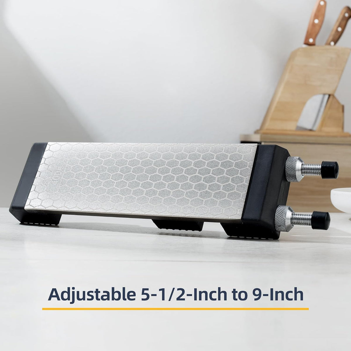 Sharpening Stone Holder,Adjustable 5-1/2 Inch to 9 Inch,Rubber Stainless Steel No-Slip Sharpening Stone Base for Diamond Stones