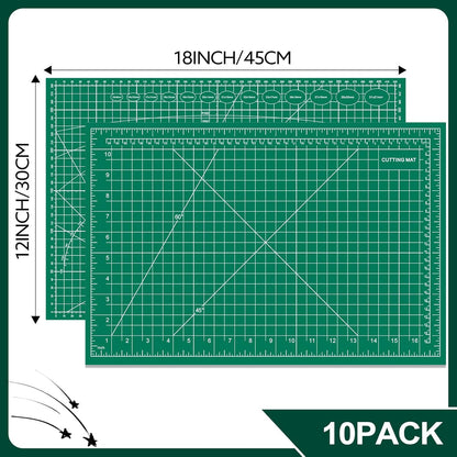 10 Pcs Self Healing Cutting Mat Bulk, 12×18 Inch Cutting Mats for Crafts | A3 Sewing Boards for Fabric Quilting DIY Scrapbooking, Precision Guides, Double-Sided 5-Ply PVC Construction (30x 45 cm)