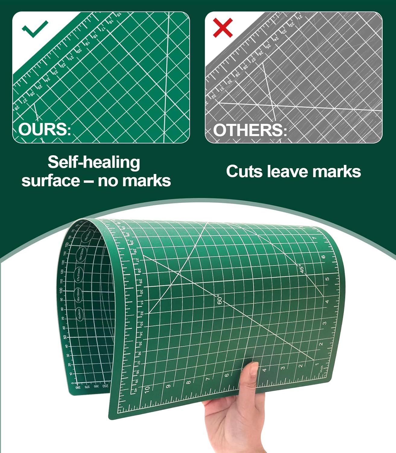 10 Pcs Self Healing Cutting Mat Bulk, 12×18 Inch Cutting Mats for Crafts | A3 Sewing Boards for Fabric Quilting DIY Scrapbooking, Precision Guides, Double-Sided 5-Ply PVC Construction (30x 45 cm)