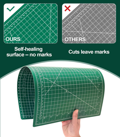 10 Pcs Self Healing Cutting Mat Bulk, 12×18 Inch Cutting Mats for Crafts | A3 Sewing Boards for Fabric Quilting DIY Scrapbooking, Precision Guides, Double-Sided 5-Ply PVC Construction (30x 45 cm)