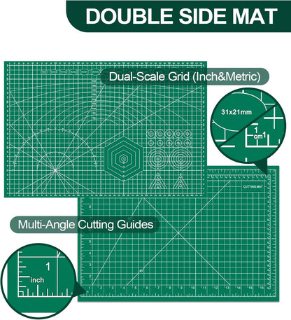 10 Pcs Self Healing Cutting Mat Bulk, 12×18 Inch Cutting Mats for Crafts | A3 Sewing Boards for Fabric Quilting DIY Scrapbooking, Precision Guides, Double-Sided 5-Ply PVC Construction (30x 45 cm)