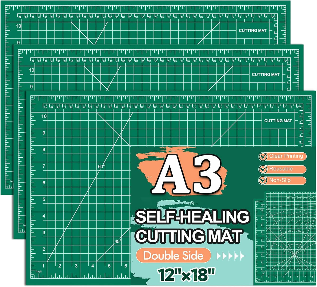 10 Pcs Self Healing Cutting Mat Bulk, 12×18 Inch Cutting Mats for Crafts | A3 Sewing Boards for Fabric Quilting DIY Scrapbooking, Precision Guides, Double-Sided 5-Ply PVC Construction (30x 45 cm)