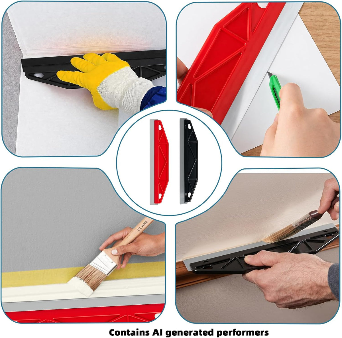 2PCS Paint Guard Shield for Trim – Red & Black Stainless Steel Scraper Knife Set for DIY and Professional Painters – Precision Paint Cutting Edge Tool, High Value