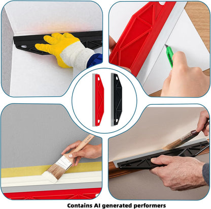 2PCS Paint Guard Shield for Trim – Red & Black Stainless Steel Scraper Knife Set for DIY and Professional Painters – Precision Paint Cutting Edge Tool, High Value